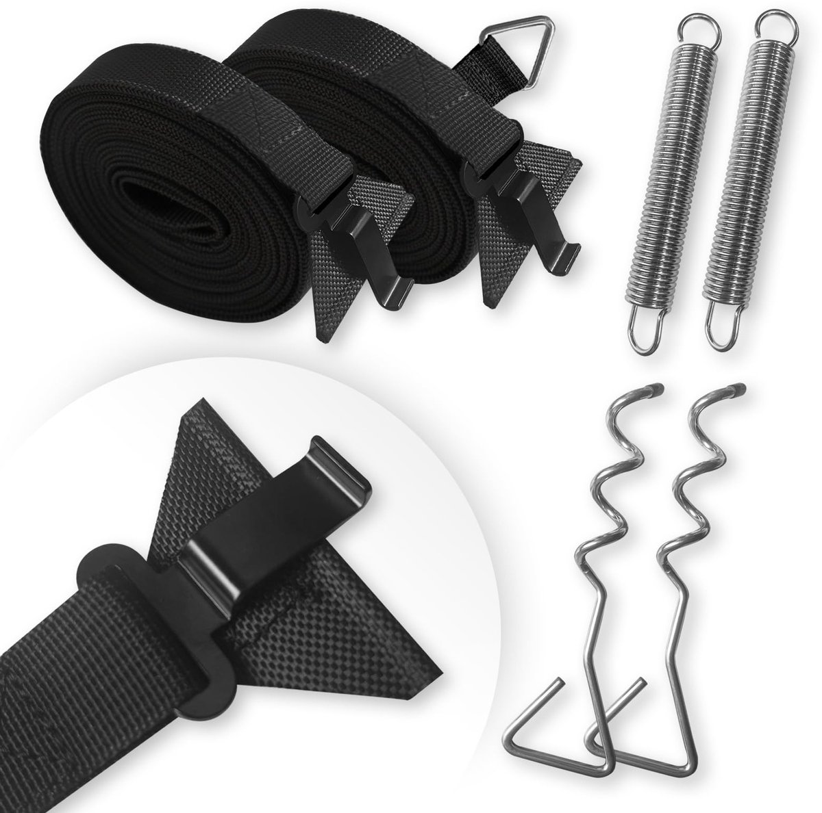 Winddichte touwen voor camperluifels, kampeeraccessoires, bevestigingssets voor tenten en luifels,zwart