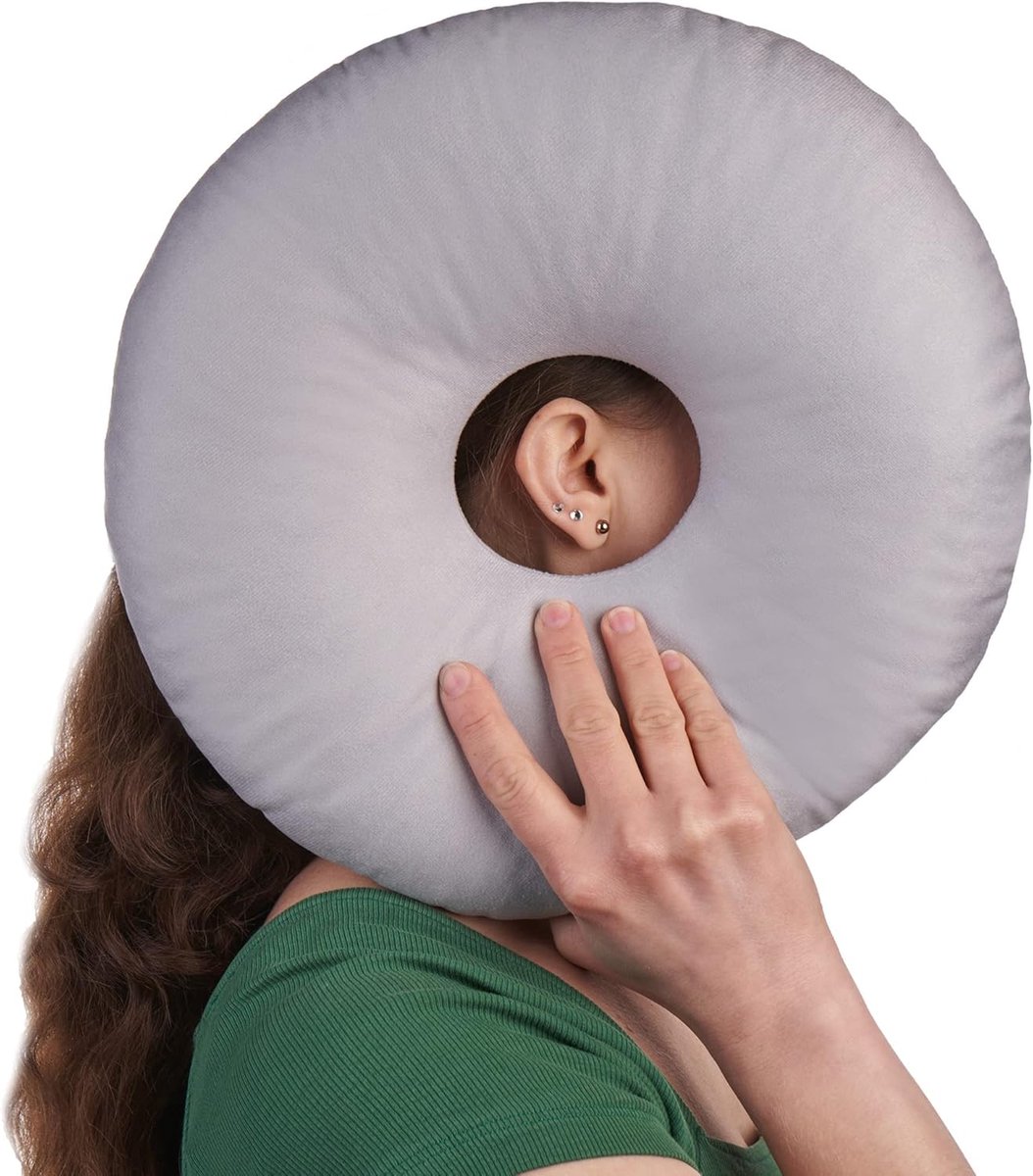 Thijox - Piercingkussen voor Zijslapers | Donut Oorkussen met Gat | Verstelbare Vulling voor Pijnverlichting | Comfortabel Kussen voor Oorpiercings &