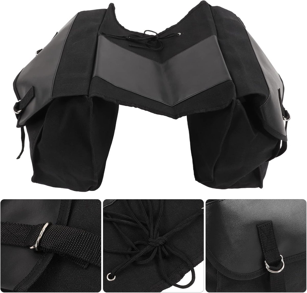 SnelShoppen - Fiets Tas Canvas Achterzitje Bagage Drager Voor MTB, Racefiets, Reizen, Duurzaam, 25-33 Liter, Zwart, Ideaal Voor Fietstochten