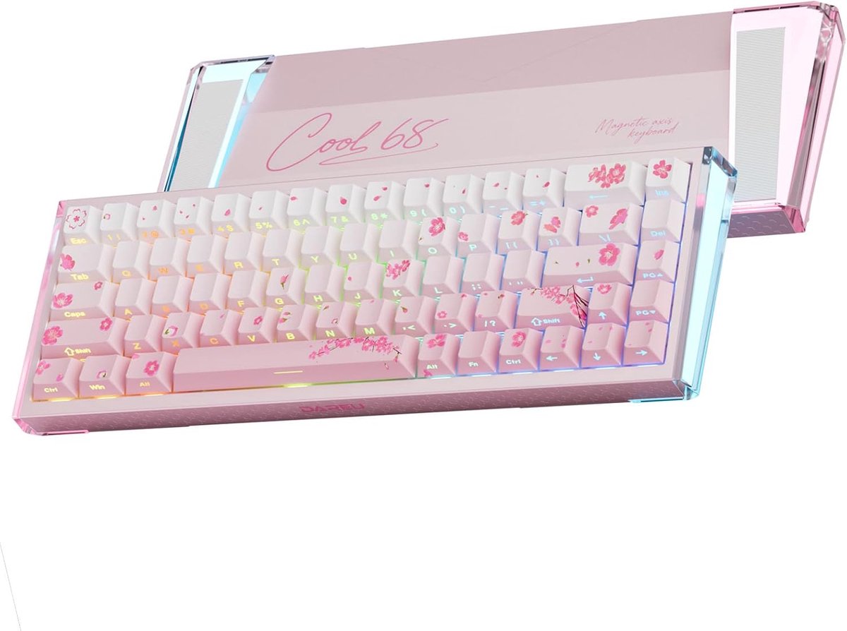 Thijox - DAREU COOL68 Sakura Pink Gaming-Toetsenbord 8000 Hz Rapid Trigger, Hot Swap, 65% Compact Bedraad Toetsenbord met RGB Verlichting en Magnetisc