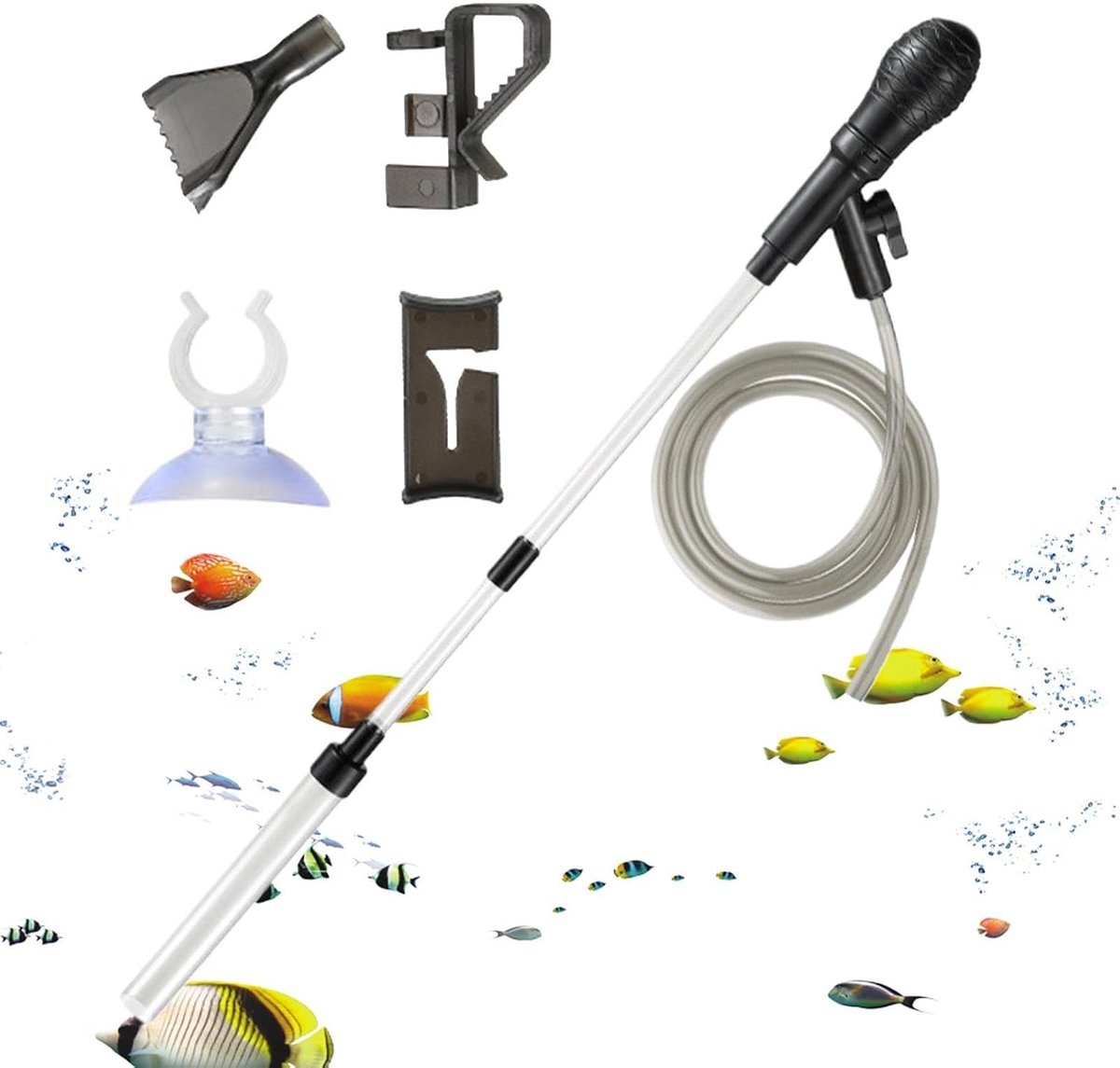 Thijox - Aquarium Waterverversend Vacuüm met Stroombeperkingsclip en Zuignap voor Tanksifon tot 60 cm - Efficiënte Zandreiniging voor Vuilvijver en Sc