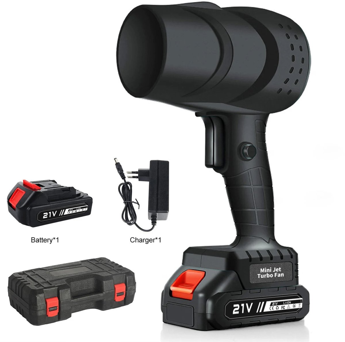 Stervia Turboluchtblazer - Turboblazer - Luchtstroom Tot 120 km/u - Krachtige Motor Tot 36.000 tpm - Inclusief Opbergkoffer En Accu - Zwart - 15 x 10 x 26 cm
