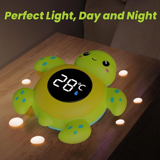 Baby Bath Thermometer Baby Safety, Digital 2-in-1 Room & Bath Water Thermometer with 3-Color Backlight & Temperature Warning, Floating Turtle Design for Infant Toddler, Auto On/Off — afbeelding 4