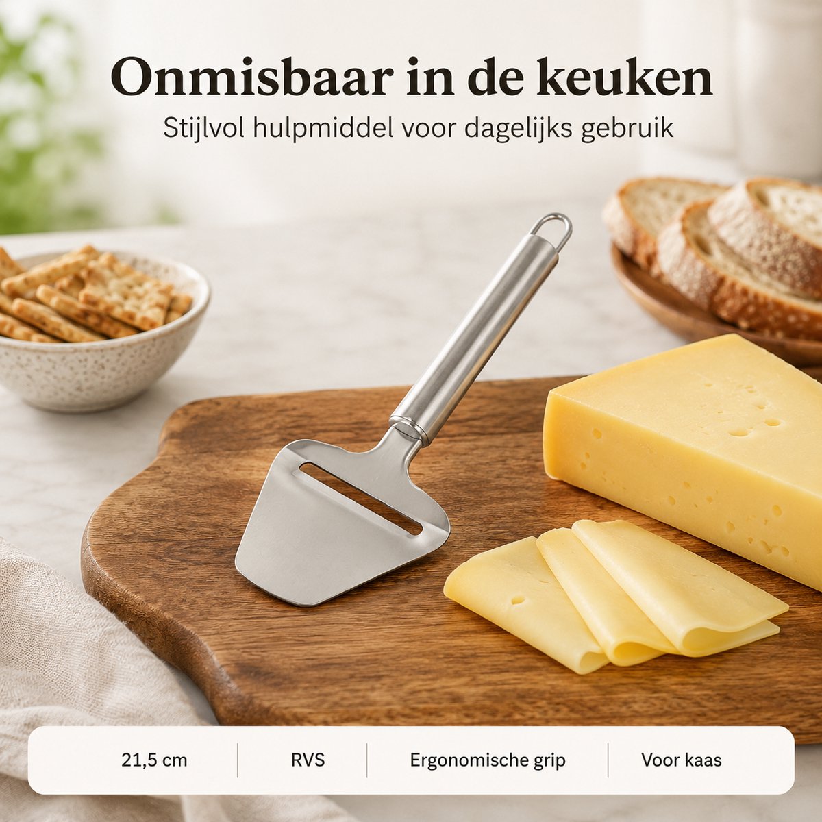 Kaasschaaf - Scherp-duurzaam-voor harde en halfharde kazen - Vaatwasserbestendig - Keukengerei - Keuken accessoires - RVS — cadeau in Cadeau-ideeën - foto 3