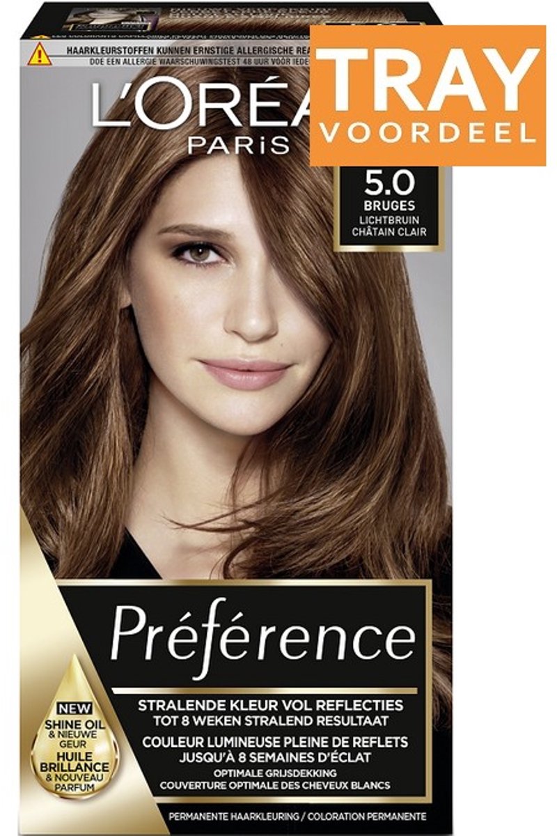 L'OREAL PREFERENCE 5 BRUGES LICHTBRUIN HAARVERF 6 X 1 STUK