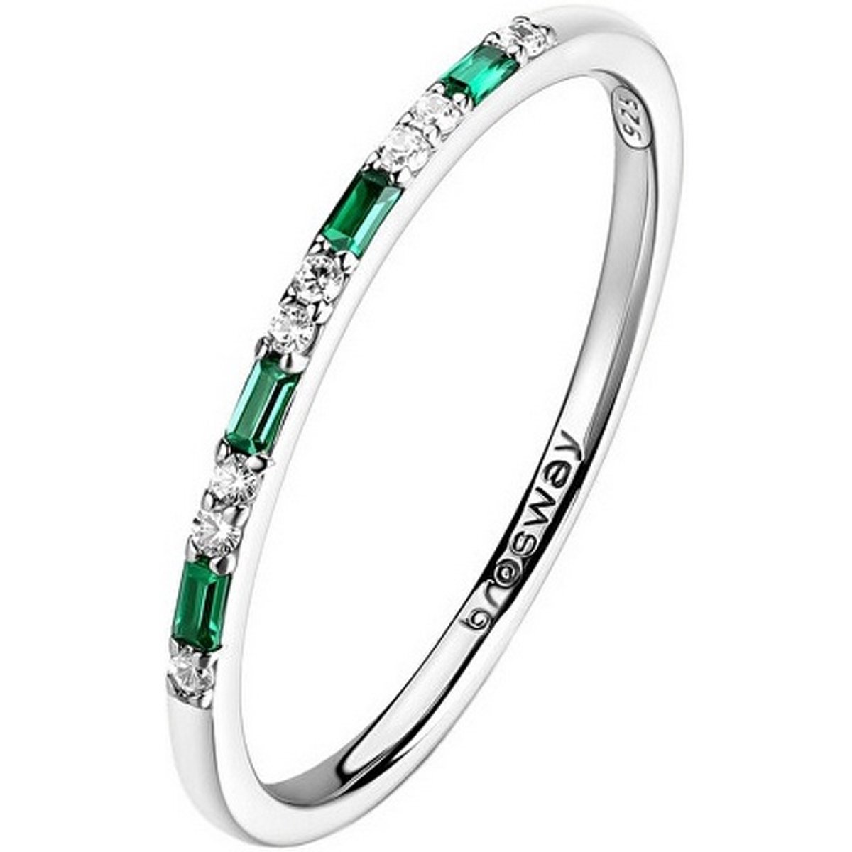 BROSWAY FANCY FLG149 - 52 MM - ZILVEREN RING MET GROENE/TRANSPARANTE ZIRKONIA'S 1 STUK