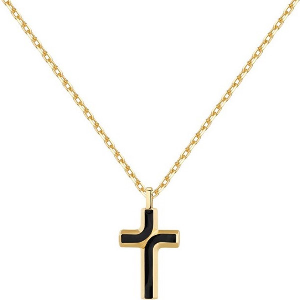 BROSWAY BACKLINER BBC08 GOLD-PLATED/ZWARTE KRUIS KETTING 1 STUK