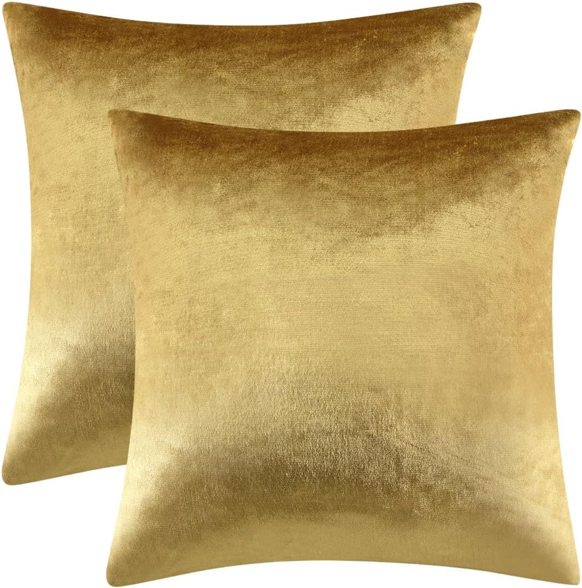 SnelShoppen - Set van 2 Gouden Fluwelen Kussenhoezen 45x45 cm - Decoratieve Kussenhoezen voor Woonkamer, Slaapkamer, Bank en Auto - Zacht en Duurzaam
