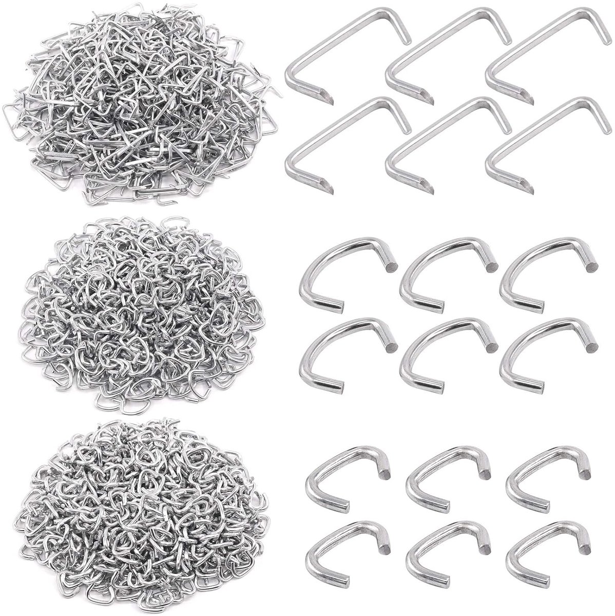 Thijox - Swpeet 1500 Stuks Gegalvaniseerde Varkensringen Assortiment Kit 3/4" 1/2" 3/8" voor Professionele Stofferings, Bungeekoorden en Dierenkooien