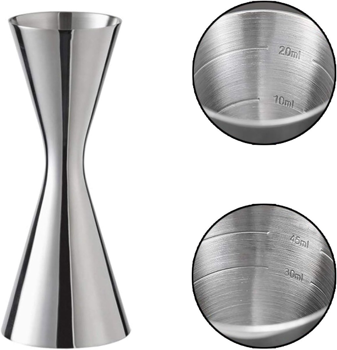 Thijox - Cocktail Maatbeker Roestvrij Staal 304 - Professionele Jigger met Geïntegreerde Weegschaal - Dubbele Spirit Measure Cup 30/60 ml - Zilver voo