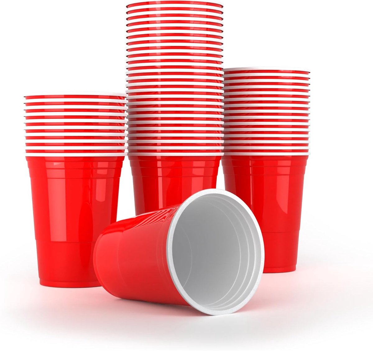 Thijox - 50 Herbruikbare Rode Bekers - Vaatwasserbestendige Plastic Feestbekers (16 oz / 473 ml) voor Verjaardagen, Bruiloften, Feesten en Barbecues