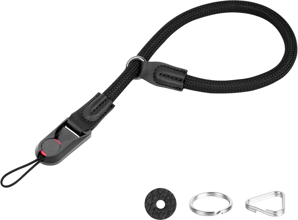 Thijox - Camera Polsband Nylon - Snelsluiting Klimtouw voor SLR DSLR Digitale Spiegelloze Camera - Zwart - Ideaal voor Fotografen