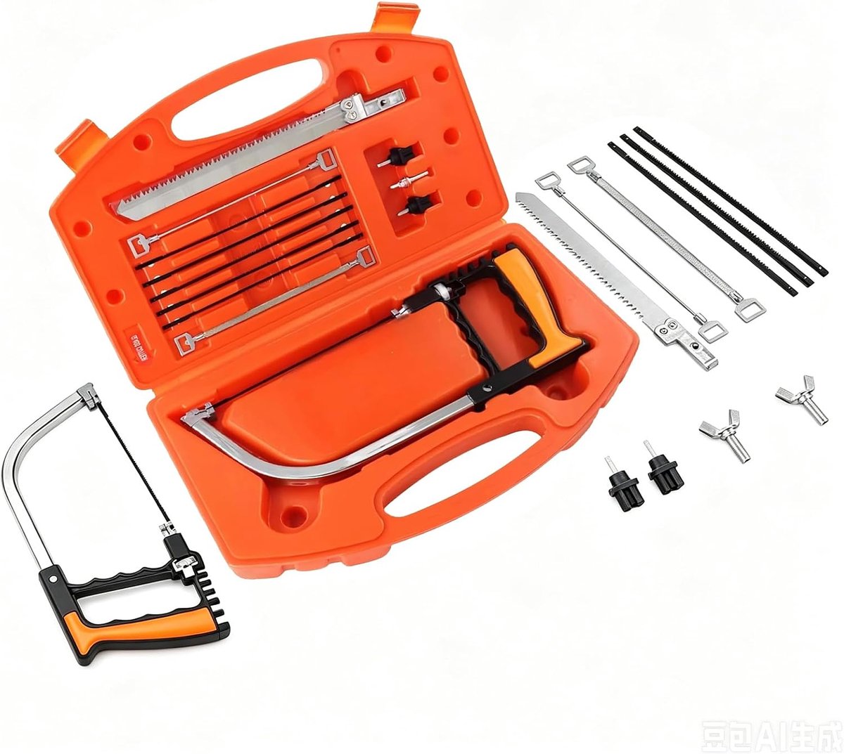 SnelShoppen - Handzaag Set 15-in-1 Multitool met 8 HSS Stalen Zaagbladen, Verstelbaar Frame, Universele Hacksaw voor Buiten, Camping, Keuken, Glas, Te
