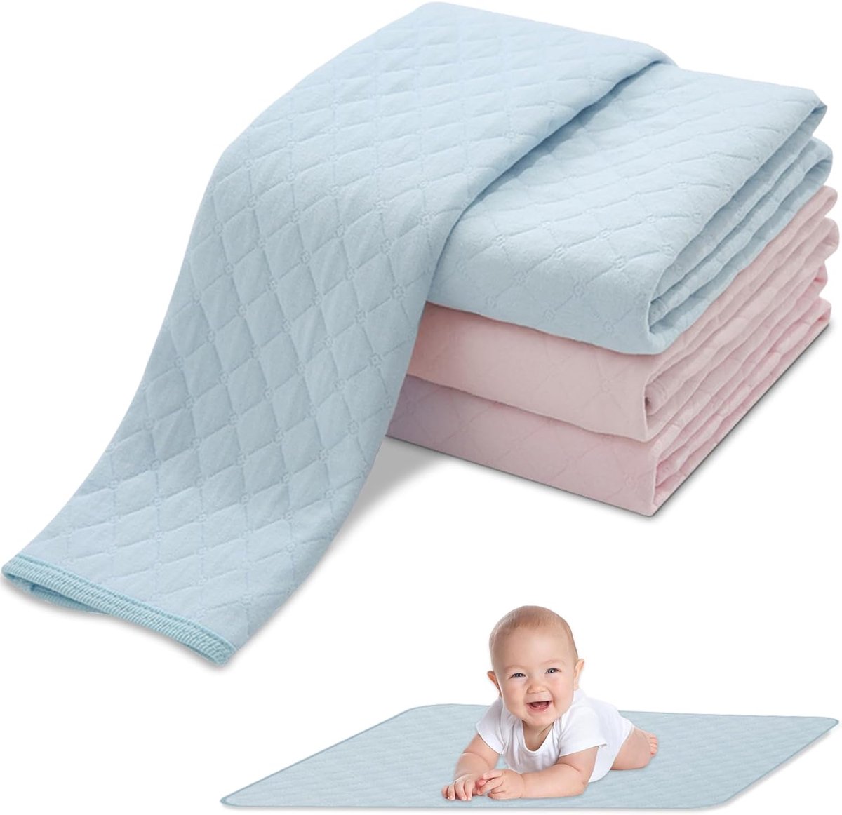 Thijox - Aankleedkussen Baby's 4 Stuks Draagbaar 60x70 cm Ademend Waterdicht Katoen Wasbaar Ideaal voor Thuis en Onderweg