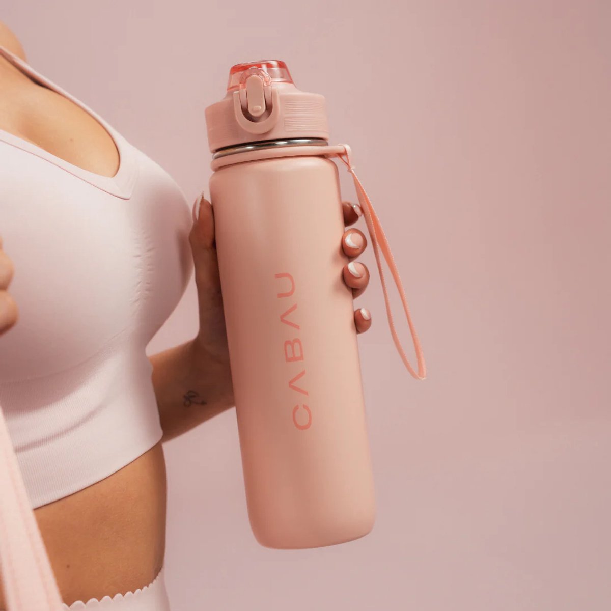 Cabau – Bloom Waterfles Staal – 870 ml – Pink – Roestvrijstalen Drinkfles met Rietje – BPA-vrij & Lekvrij – Thermosfles voor Sporten, Werk en Onderweg — cadeau in Sport & Outdoor - foto 5