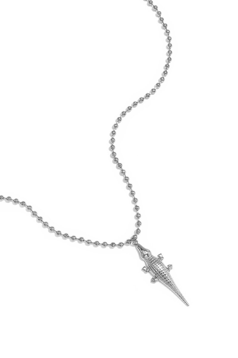 Bijoutheek Collier Krokodil Ball Chain Zilverkleurig