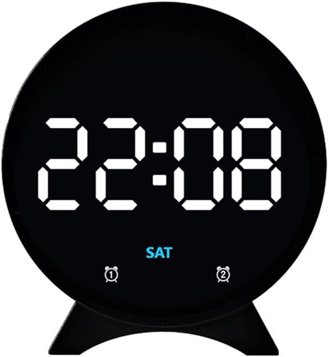 VHV - Digitale Wekker met Groot LED Display - Datum, Weekdag en Temperatuur - 3 Helderheidsstanden - Zwart