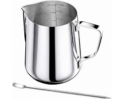 Roestvrijstalen melkkan van 350 ml voor het opschuimen van melk, ideaal voor cappuccino, latte en espresso met latte art accessoires