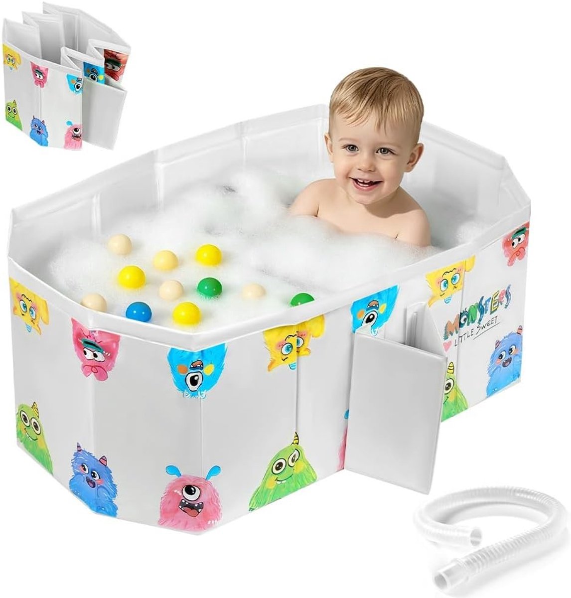 Thijox - Opvouwbaar Babybadje - Draagbaar Peuterbad - Antislip Douchebak voor Baby - Reisbad voor 0-8 Jaar - Mini-Zwembad - Comfortabel en Veilig - Kl