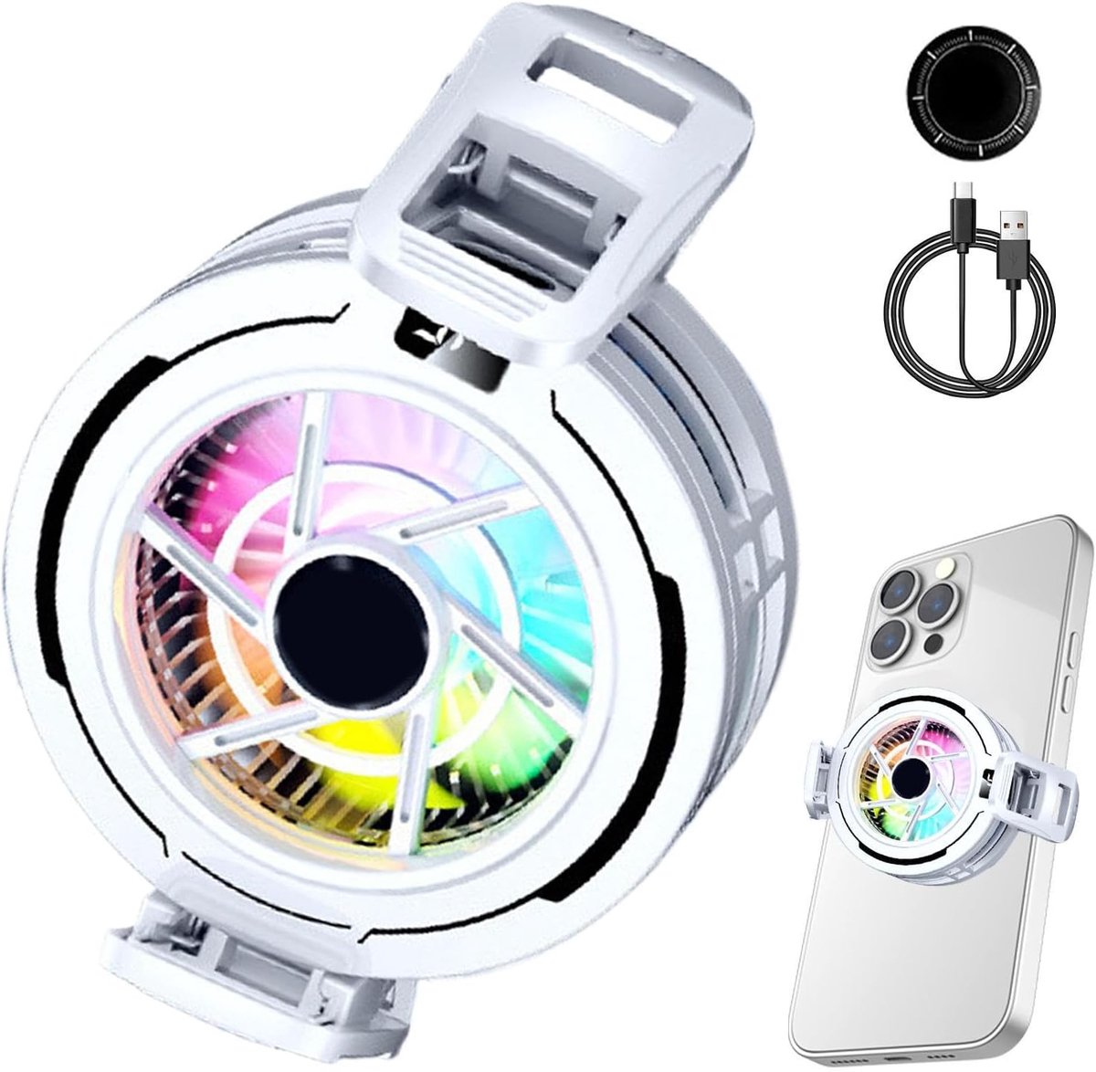 Magnetische Telefoon Koeler - Telefoon Koelapparaat - Mobiel Gamen - LED Temperatuurweergave - 5 x 10 x 5 cm - Wit