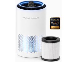 BLANC SQUARE® Luchtreiniger PRO met Vervangbaar HEPA 13 + Koolstof filter - Air Purifier CADR 170m³/h 30m² - Filtert Fijnstof, Hooikoorts, Pollen en Huisstofmijtallergenen - Slaapstand - Clean Air