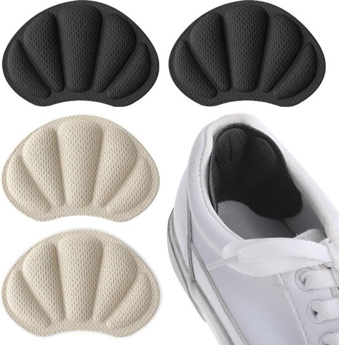 2 paar hielgrepen voor te grote schoenen, zelfklevende schoenpads voor dames en heren, antislip hielkussens, inlegzolen, anti-blaren schoenkussentjes tegen uitglijden en wrijven (grijs)