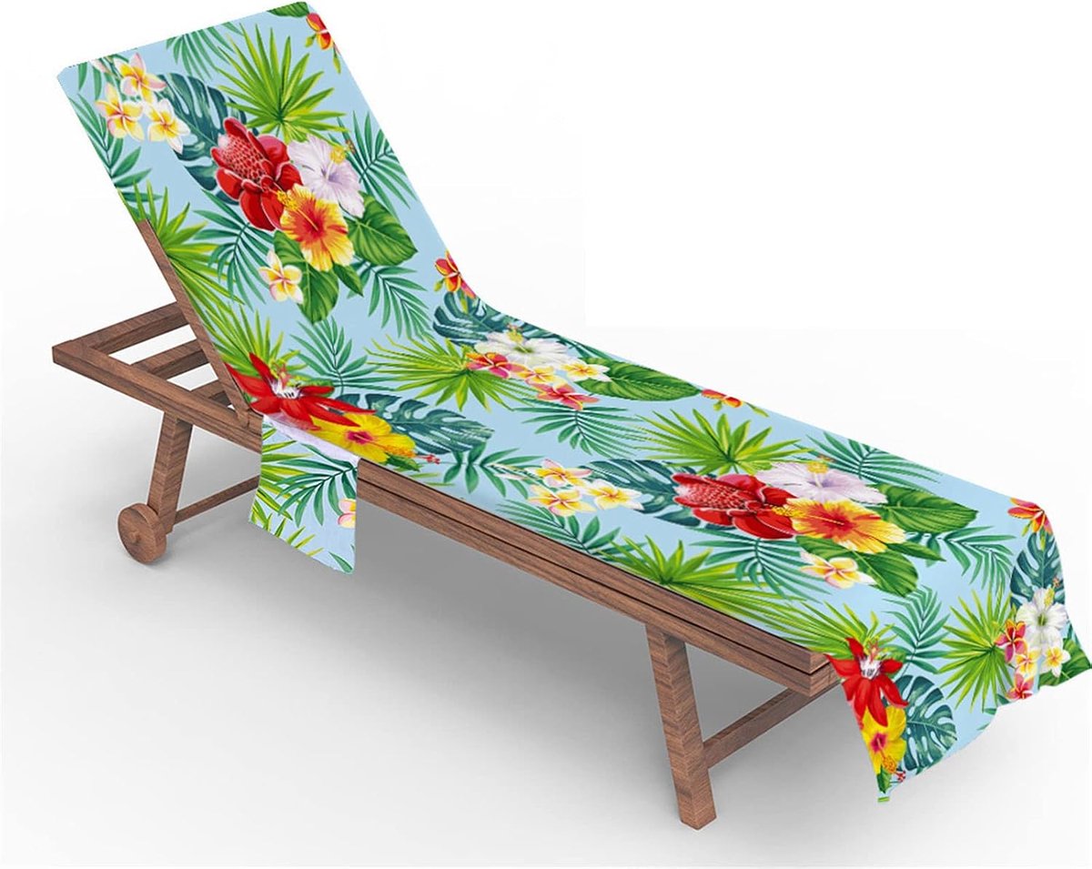 Lounger Handdoek - Strandstoel Cover - Ontspannen op het strand - Met opbergvakken - 75x21