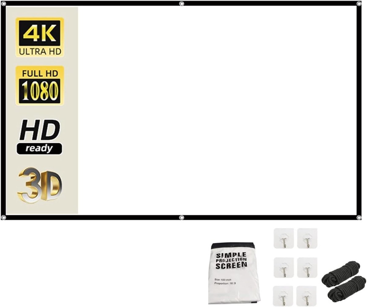 Projectorscherm - Draagbaar Scherm - Thuisbioscoop Creëren - Anti-Kreuk Zacht Materiaal - 150 inch - Wit