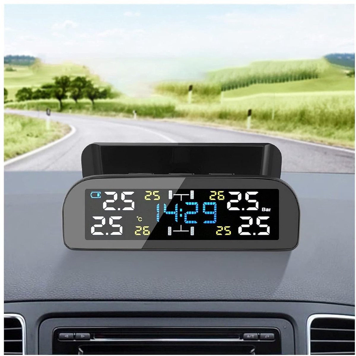 Bandenspanning Monitor - TPMS Systeem - Veilig Rijden - Realtime Waarschuwingen - Interne Sensoren - Zwart