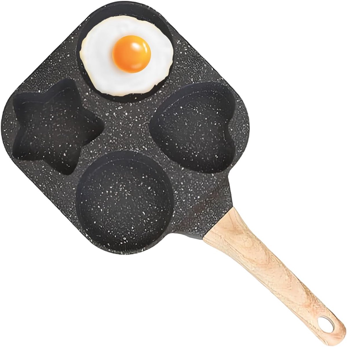 Eierpan - Omeletpan - Ontbijt Bereiden - Vier Kops Vorm - Niet gespecificeerd - Zwart