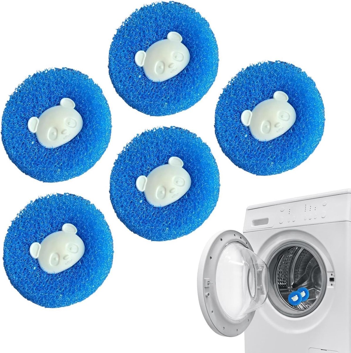 Herbruikbare Pluisvanger - Wasvanger Haarvanger - Kleding Reinigen - Berenontwerp - 35 x 6 x 6 cm - Blauw