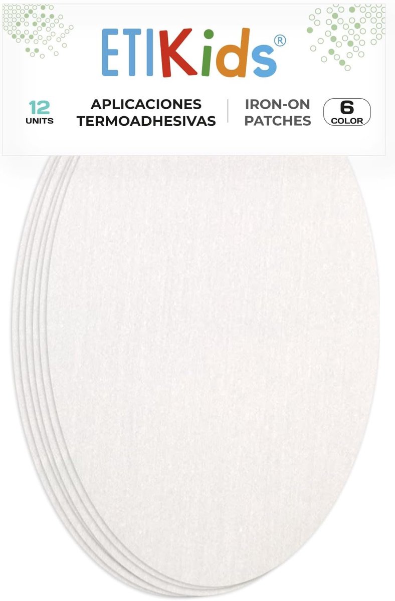 Strijkbare Knielappen - Reparatielappen Kleding - Kleding Repareren - Zelfklevend Katoen - 16x10 cm - Wit