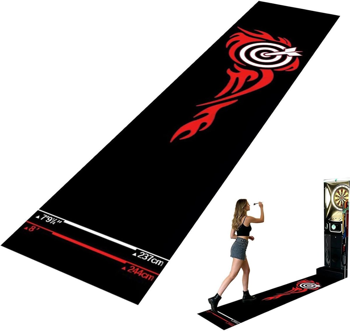 Dartmat Werpen - Dart vloermat - Dartspel Verbeteren - Antislip Stabiliteit - 34x300cm - Dartblok 6