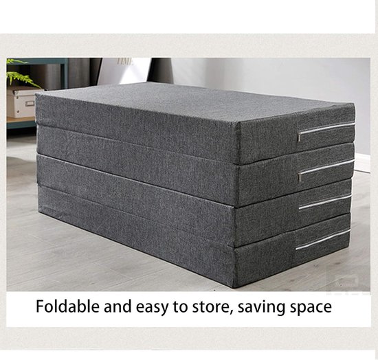 Opvouwbaar Matras - Gastbed Vlakke Mat - Logeren Kamperen - Hoge Dichtheid Schuim - 0.6 x 2m - Grijs — afbeelding 4