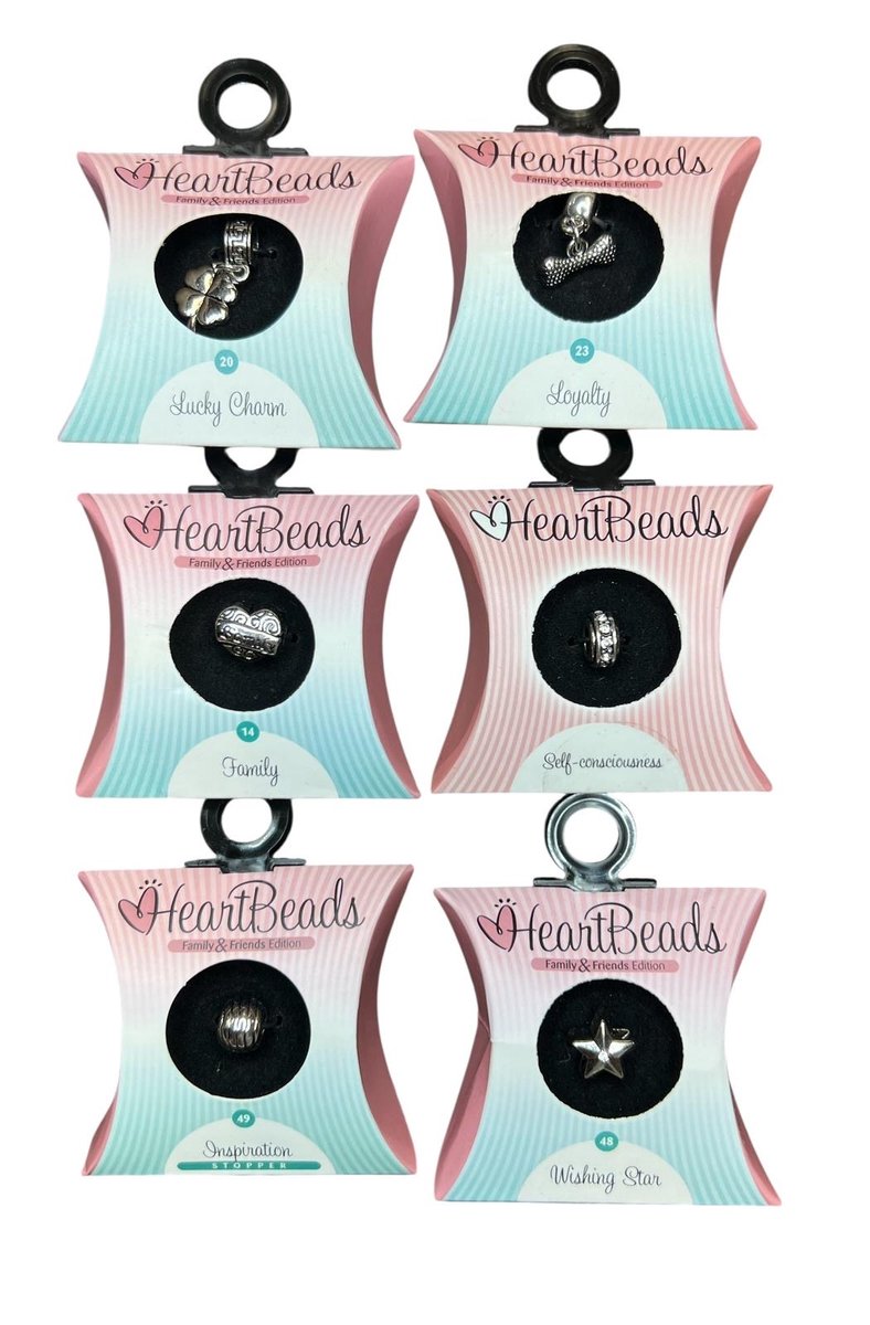 6x HeartBeads Bedel (5x Bedel + 1x Stopper) Zilver