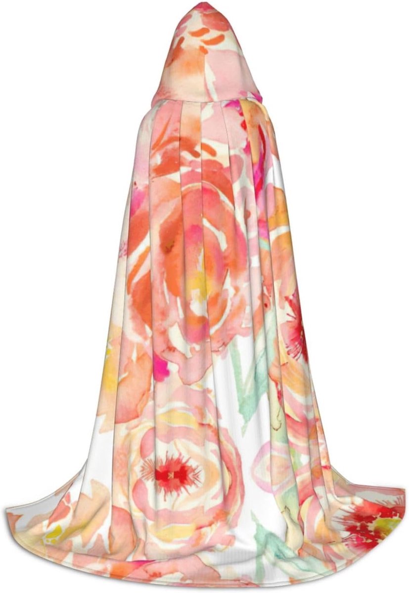 Peach Peony Cape - Lange Cape - Halloween Kostuum - Extra Diepe Capuchon - Unisex Baby - Roze