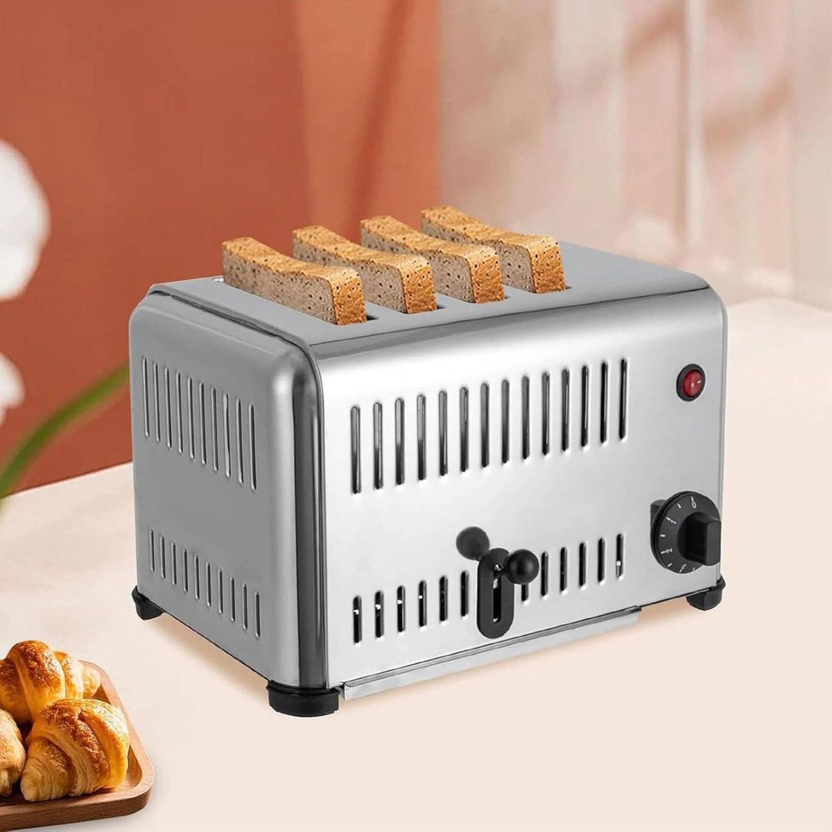 Broodrooster 4 Slices - Elektrische Broodrooster - Snel Ontbijt Maken - Roestvrij Staal - 4 Slices - Zilver