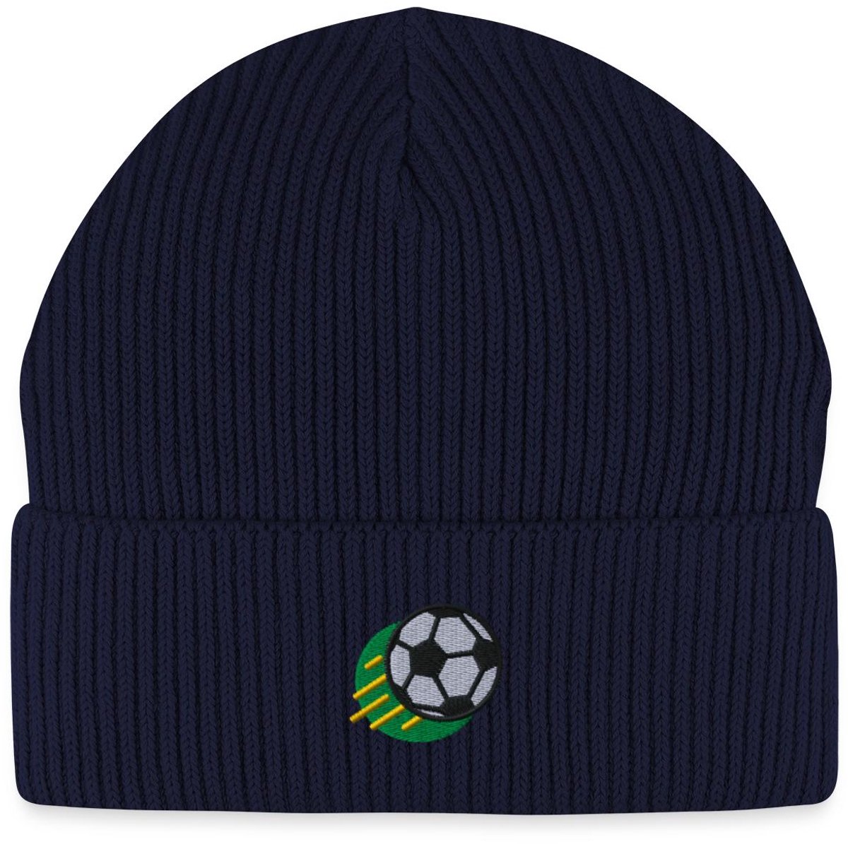 Geborduurde Voetbal In Beweging Uniseks Bio Fisherman Beanie