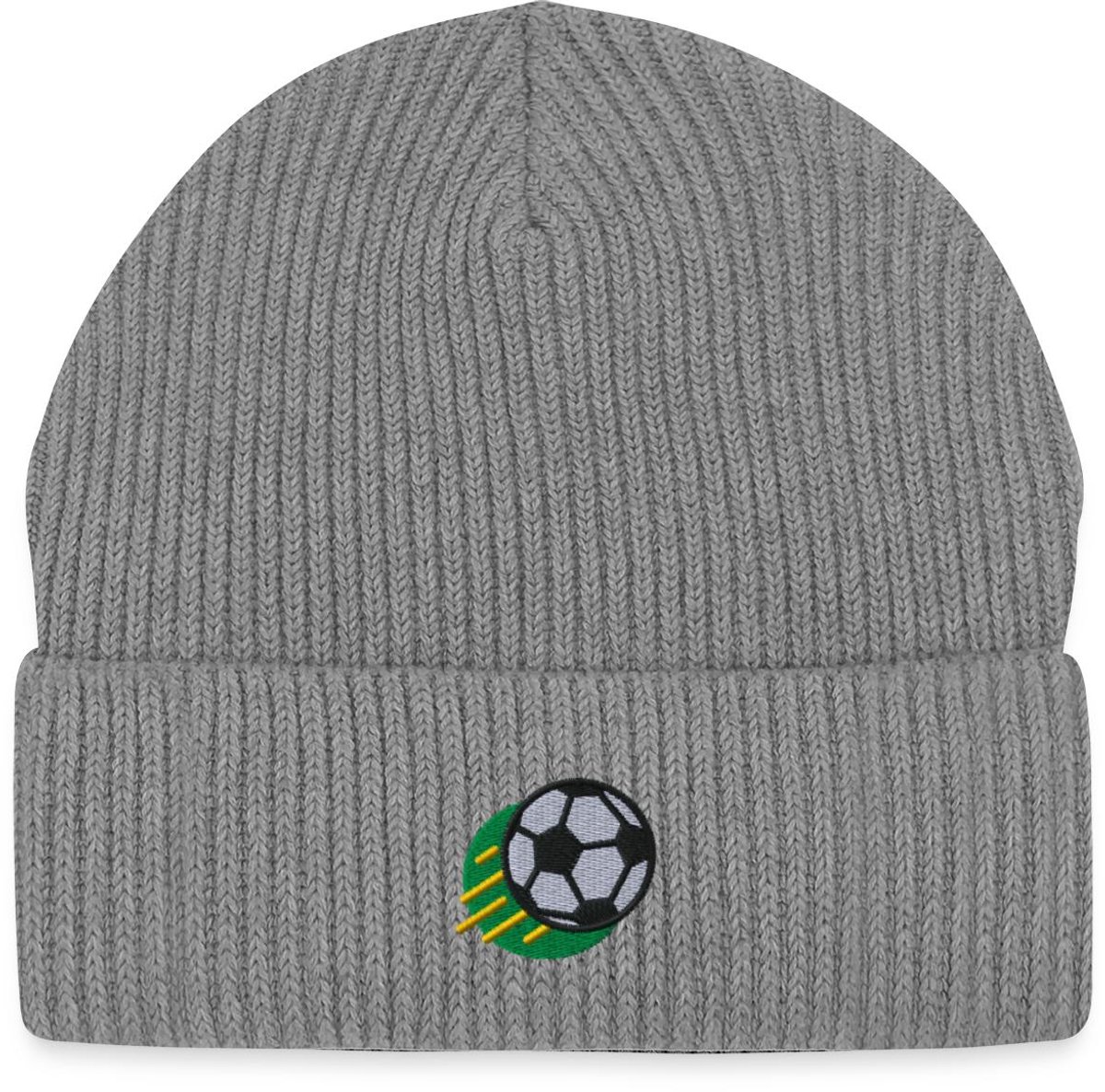 Geborduurde Voetbal In Beweging Uniseks Bio Fisherman Beanie
