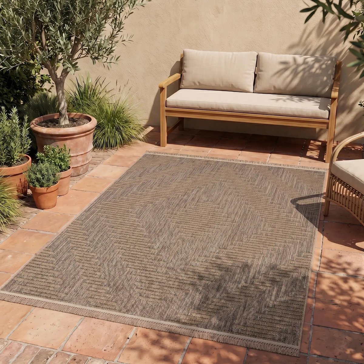 flycarpets Binnen en Buitenkleed - Vloerkleed Colinna - Beige
