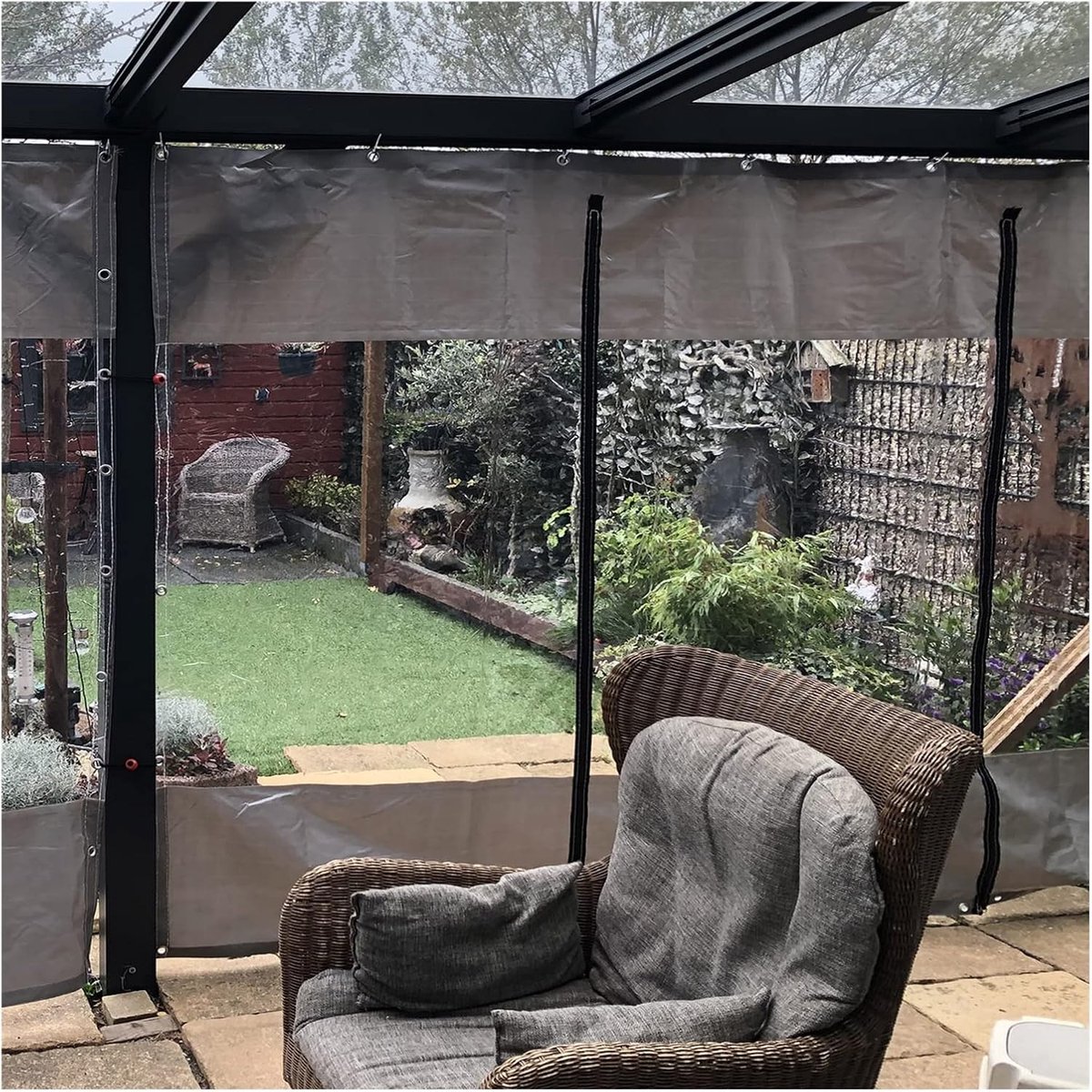 Waterdichte Buitengordijnen - Terras Gordijnen Pergola Zeil - Buiten Leven Beschermen - Met Rits Toegang - 4 x 25 m