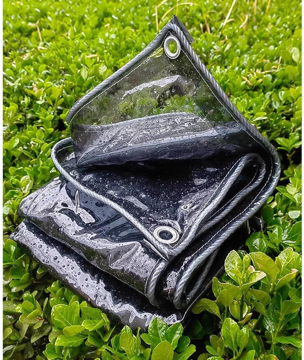 Zeildoek met ringen - Afdekzeil beschermhoes - Bescherming tegen weersinvloeden - Versterkte hoeken - 5x6m - Zwart