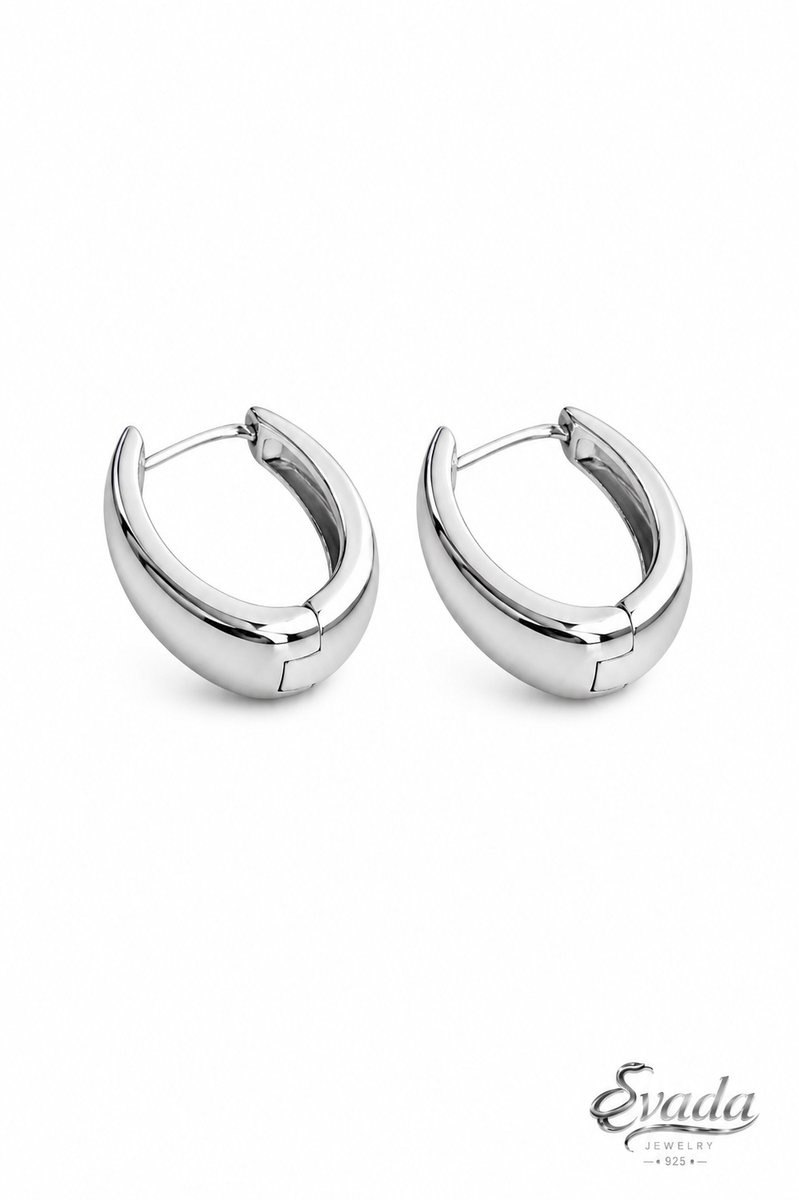 EVADA Jewelry 925 Sterling Zilver Oorbellen – Minimalistische Ovale Hoop Oorbellen – Dames