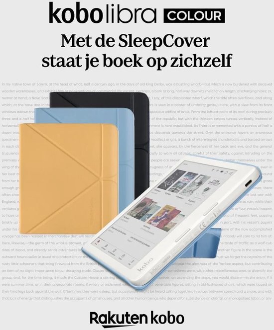 Kobo Libra Colour Hoes voor eReader - SleepCover - Zwart - Ingebouwde standaard van Kobo — afbeelding 4