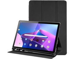 Tablet Hoes Geschikt voor Lenovo Tab M10 HD Gen 2 | Luxe Tri-Fold Book Case | Kunst Leren Bescherm Hoes | Standaard Functie | Zwart