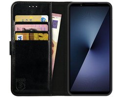 Rosso Element Geschikt voor Sony Xperia 1 VII | Wallet Book Case | Portemonnee Hoesje | 3 Pasjes | Magneetsluiting | Stand Functie | Zwart
