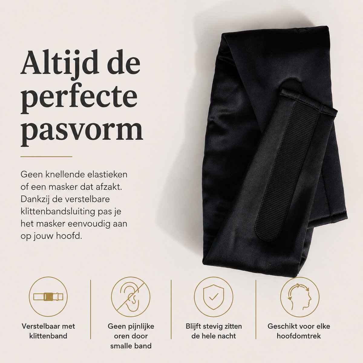 Ryce® Zijden Slaapmasker - Oogmasker - Vrouwen & Mannen - Full Cover - Cadeau - Zwart — afbeelding 3