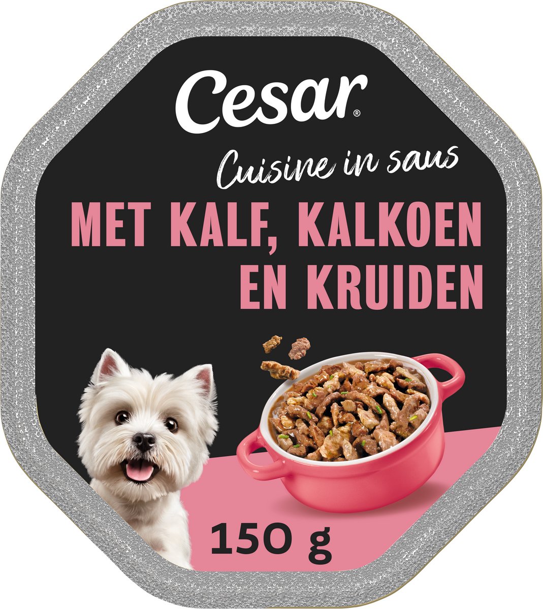 Cesar Cesar Primeur in Paté 300 g x10 Kalf en tuinworteltjes Stukjes in paté-stijl
