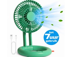 Tafelventilator Draadloos USB C Oplaadbaar – 7 Uur Batterij – Opvouwbaar – Aircooler – Stille Ventilator – Bureau / Desktop – Mini Fan – Vakantie – Vaderdag Cadeau voor Papa – Cadeaus voor Hem – Groen – Silvergear