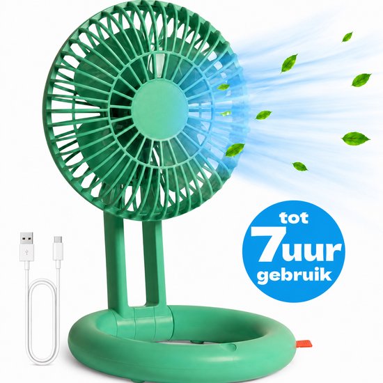 Silvergear USB ventilator – draadloos – oplaadbaar – groen